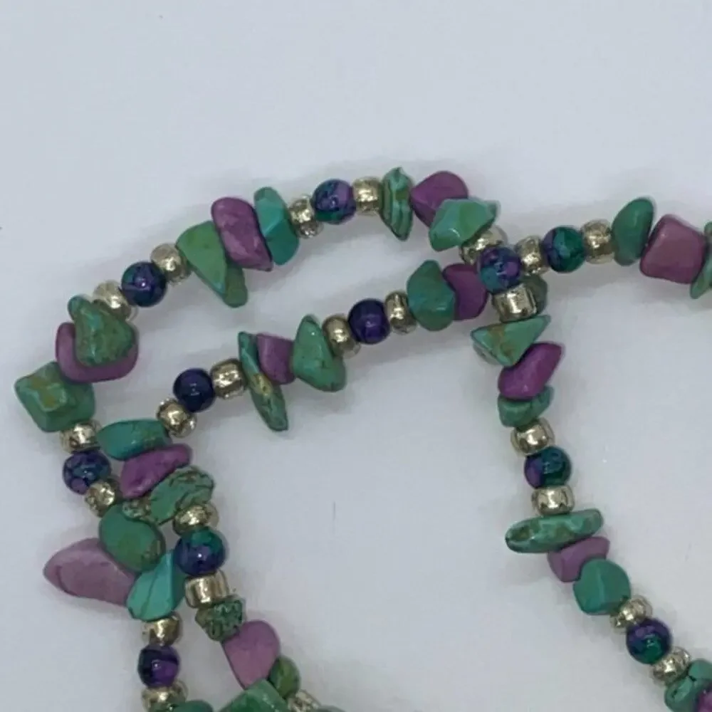 Girls Handmade Rock Beaded Green Elephant Necklace